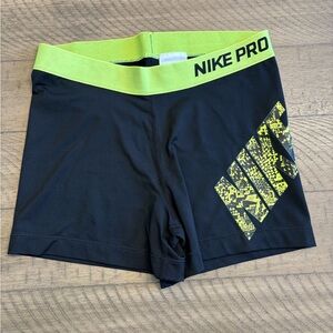 Nike Pro Women’s Running Shorts 3” inseam black and yellow dri-fit